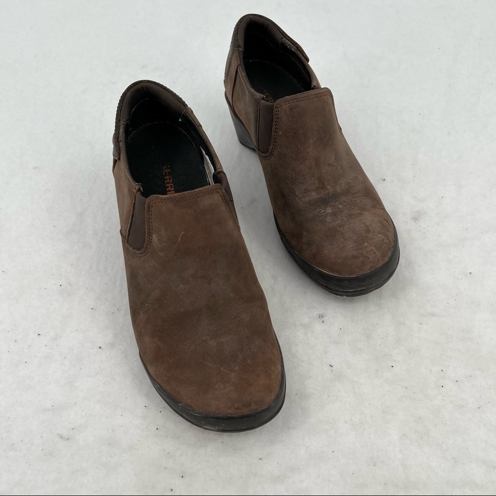 MERRELL Veranda Butter Rum Brown Leather Slip On Clogs Womens size: 6.5